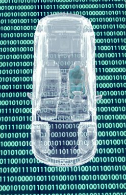 Kendini elektronik bilgisayar araba yolda