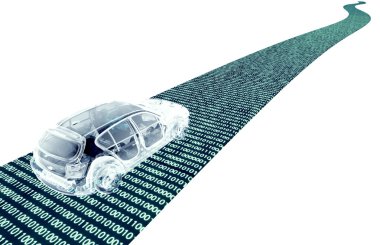 Kendini elektronik bilgisayar araba yolda