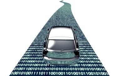 Kendini elektronik bilgisayar araba yolda
