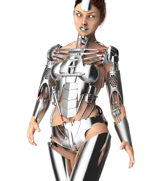Жіночий робот ізольований на білому — стокове фото