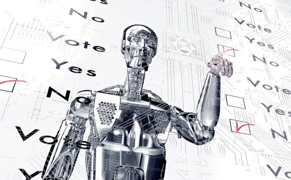 Robot está votando con un clic virtual — Foto de Stock