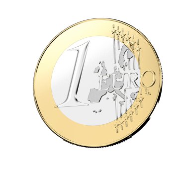 Beyaz Arkaplanda İzole Edilmiş Bir Euro Sikke