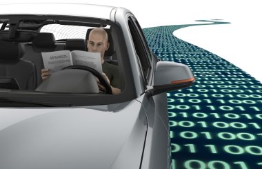 Kendini elektronik bilgisayar araba yolda