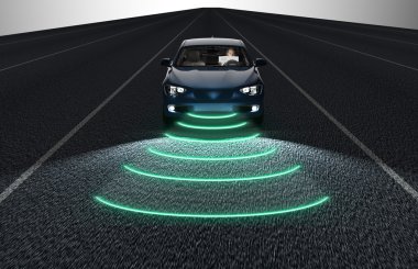 Kendini elektronik bilgisayar araba yolda