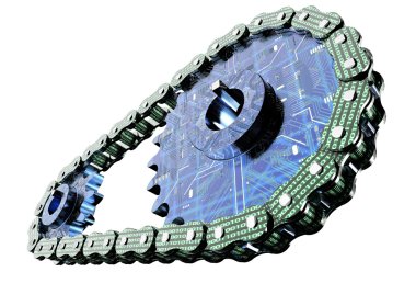 beyaz izole dijital bilgisayar blockchain