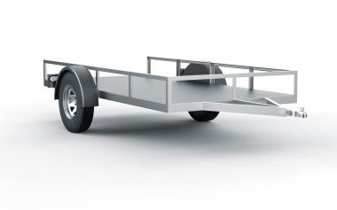 Araba römork üzerinde beyaz izole