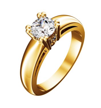 altın yüzük elmas üzerinde beyaz izole