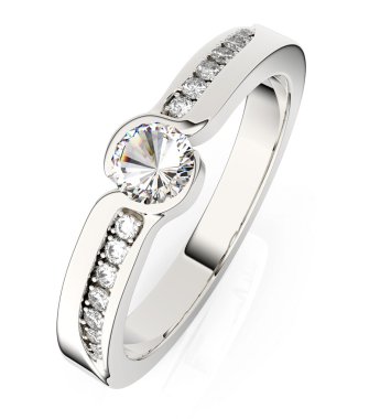 gümüş beyaz izole elmas yüzükle