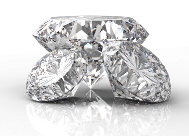 üç elmas üzerinde beyaz izole