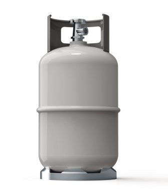 Beyaz bir arka plan üzerinde izole mavi gaz konteyner