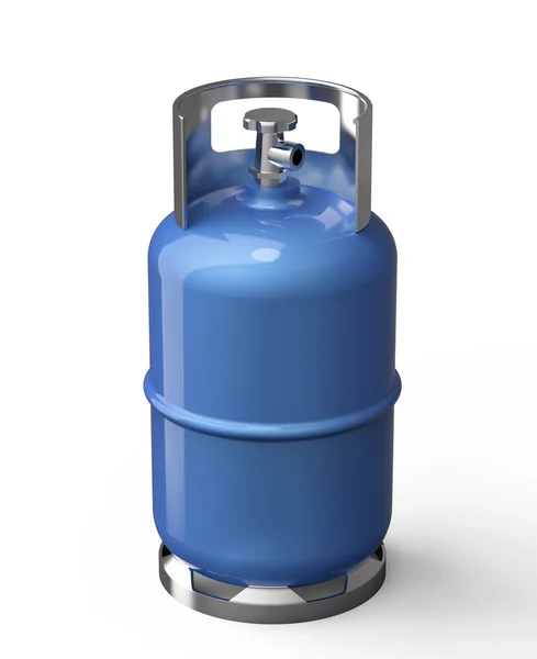 Niebieski gaz pojemnik na białym tle na białe tło — Zdjęcie stockowe