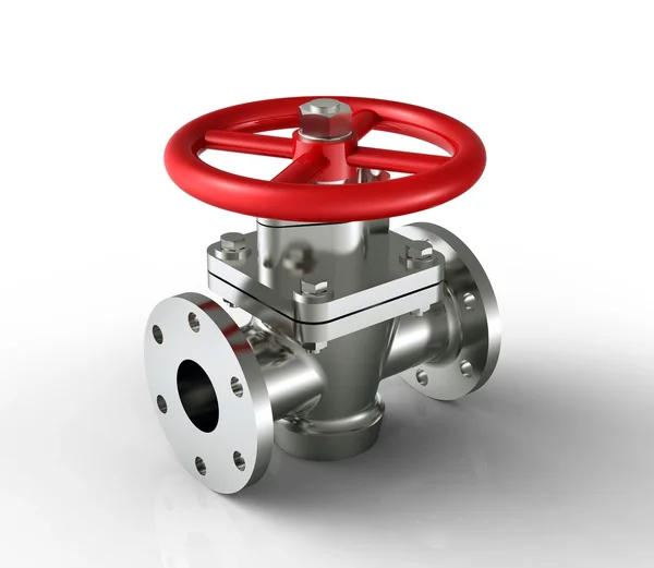 Red valve isolated on a white back ground — Stock Photo, Image
