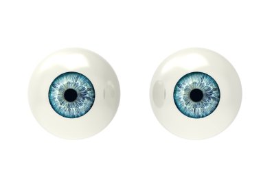 iki göz küresi üzerinde beyaz izole