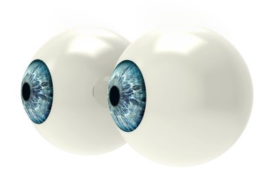 iki göz küresi üzerinde beyaz izole