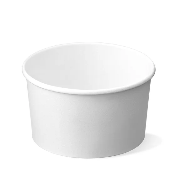 Vitt papper kopp med urklippsbana isolerad på vit — Stockfoto