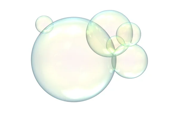 Seifenblasen isoliert auf weißem Hintergrund. — Stockfoto