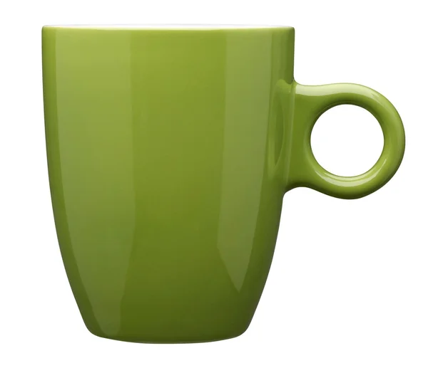 Grüne Kaffeetasse auf weiß mit Schnittweg — Stockfoto