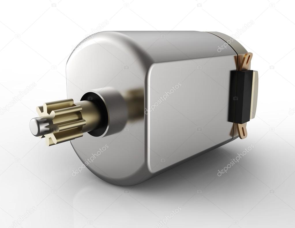 dc electric motor with gear isolated on white