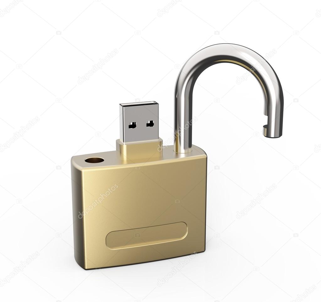 Secure usb Data Drive isolated on white background
