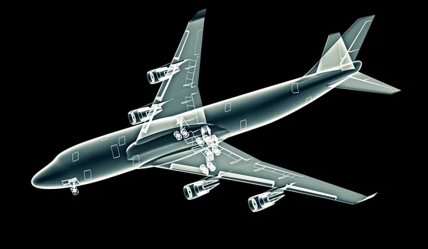Siyah bir arka plan üzerinde izole x-ray uçak — Stok fotoğraf