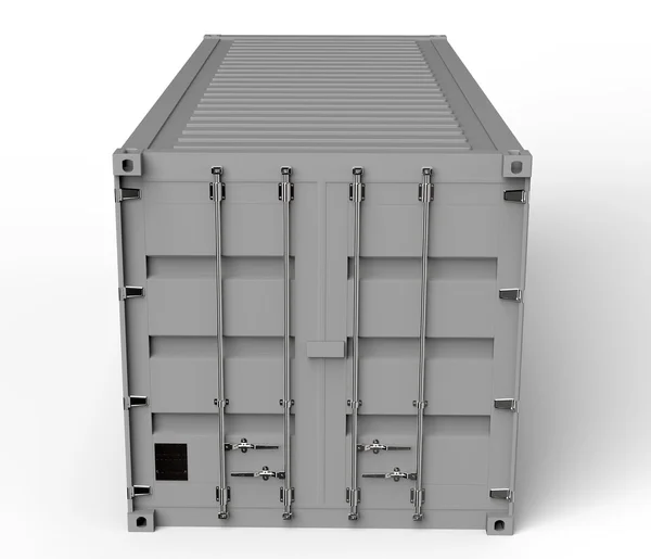 Beyaz bir arka plan üzerinde izole gri konteyner — Stok fotoğraf