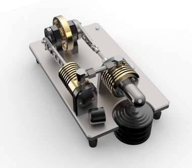 sıcak hava stirling motorun üzerinde beyaz izole