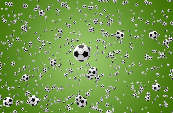 Πολλές μπάλες ποδοσφαίρου απομονωμένη σε ένα πίσω gound — Φωτογραφία Αρχείου
