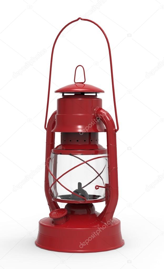 red oil lamp isolated on a white background