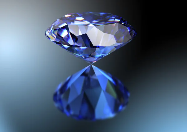 Diamante azul isolado no fundo branco com caminho de recorte — Fotografia de Stock