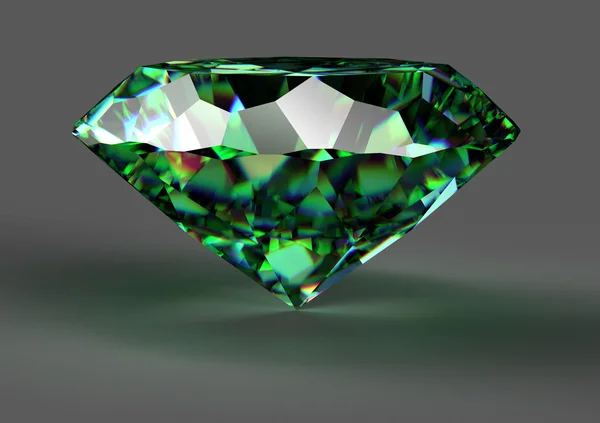 Diamante verde aislado sobre fondo blanco con camino de recorte — Foto de Stock