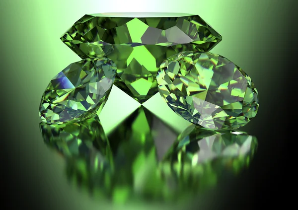 Groene diamant geïsoleerd op een witte achtergrond met uitknippad — Stockfoto