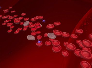 Kırmızı bloodcells akan bir arter atmak
