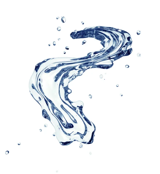 Splash van water op geïsoleerde Wit met uitknippad — Stockfoto