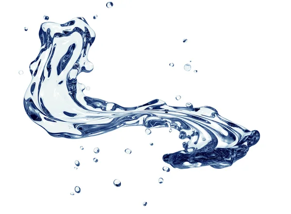Splash van water op geïsoleerde Wit met uitknippad — Stockfoto