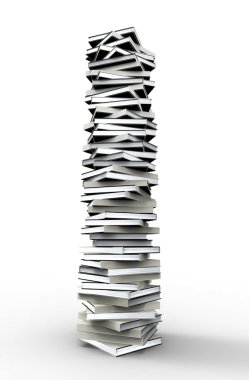 Beyaz üzerine izole kitap yığını