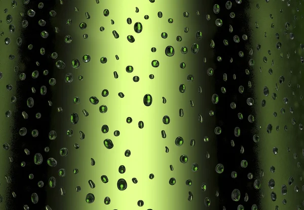 Капли на холодную зеленую бутылку пива — стоковое фото