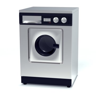 Çamaşırhane makine üzerinde beyaz izole metalden yapılmış