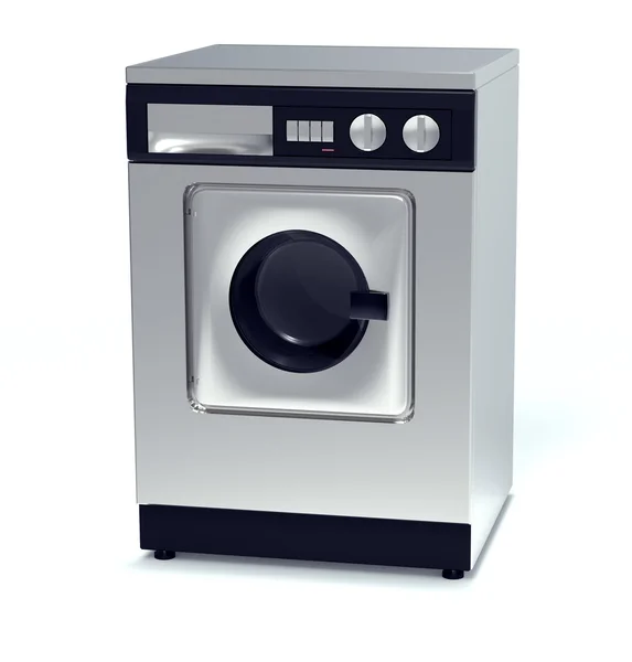 Laundry machine made of metal isolated on white — Stock Photo, Image