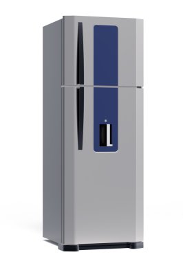 beyaz izole lüks çelik buzdolabı