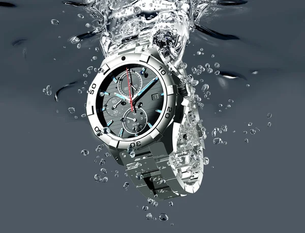 wrist watch is splashing in water