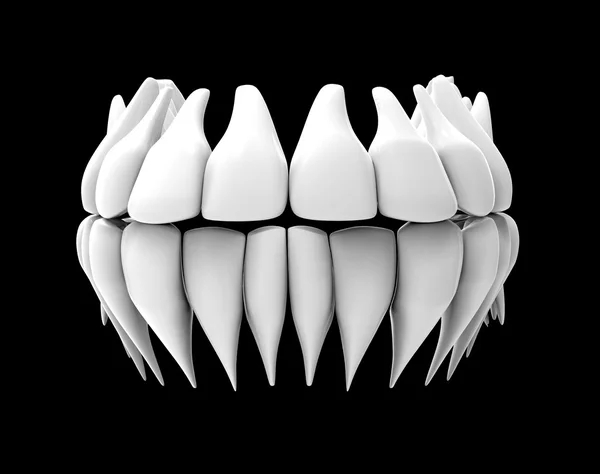 Image de dents blanches isolées sur noir — Photo