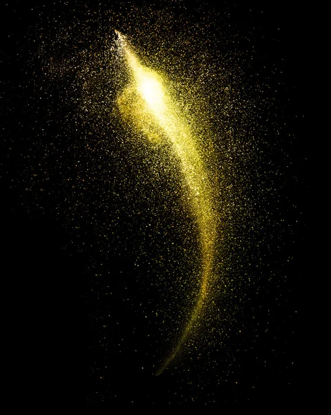 Explosion de poudre d'or isolée sur noir — Photo