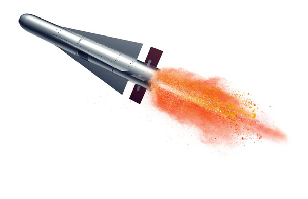 Missile flying with fire behinde — Stock Photo, Image