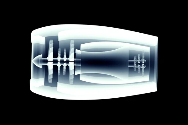 블랙에 고립 된 xray 제트 엔진 — 스톡 사진