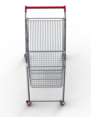 Alışveriş arabası beyazda izole edilmiş.