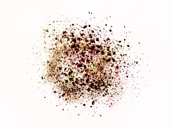 Explosion of colored powder isolated on white — Stock Photo, Image