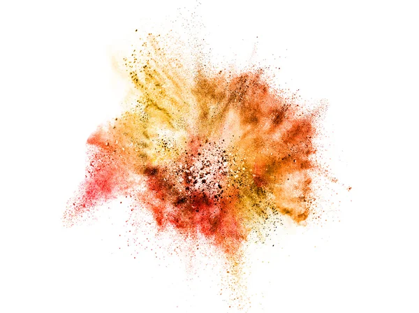 Explosão de pó colorido isolado no branco — Fotografia de Stock