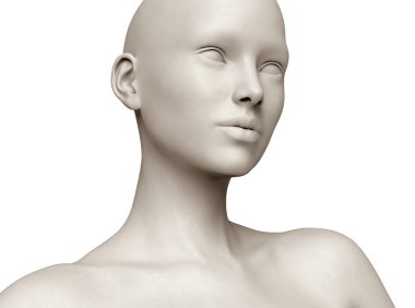 beyaz izole bir kadın heykeli