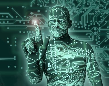 sanal bilgisayar screen tuşuna basılmasıyla elektronik adam