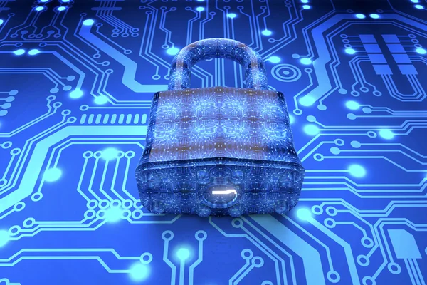 Digitális biztonsági koncepció lakat elektronikus környezetben — Stock Fotó